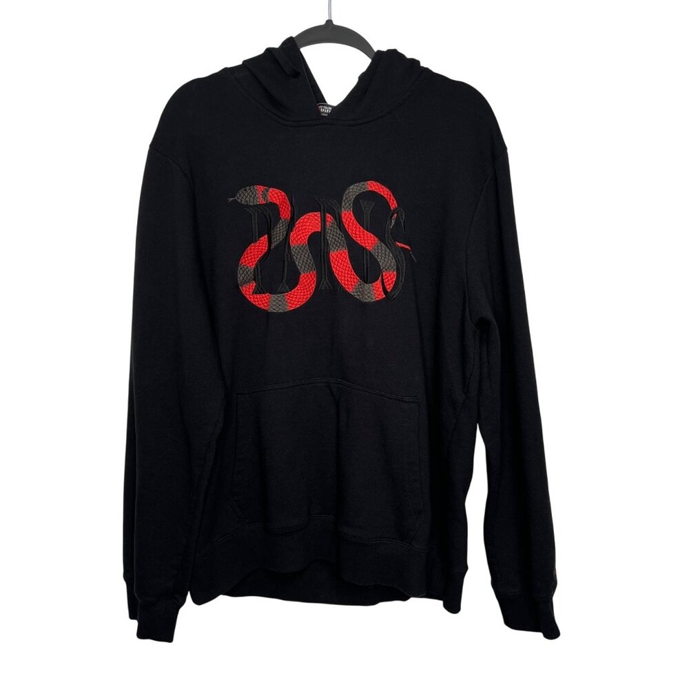 Eleven Paris Mens Black Snake Embroidered Hoodie Pullover Sweatshirt Medium